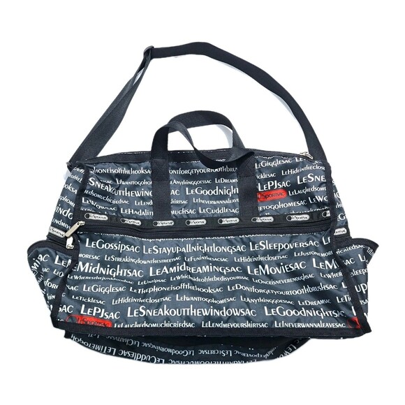 LeSportsac Weekender Travel Duffle Bag Large Overnight Bag All Over Word Print - Picture 1 of 11